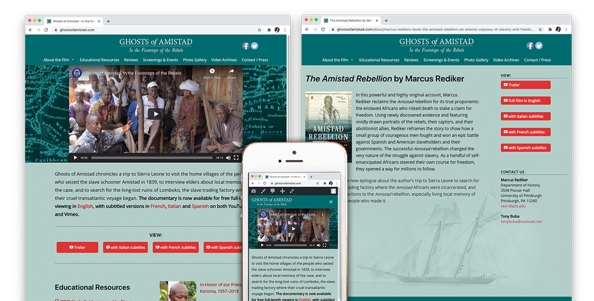 Ghosts of Amistad Rebellion documentary website by Muffinman Studios