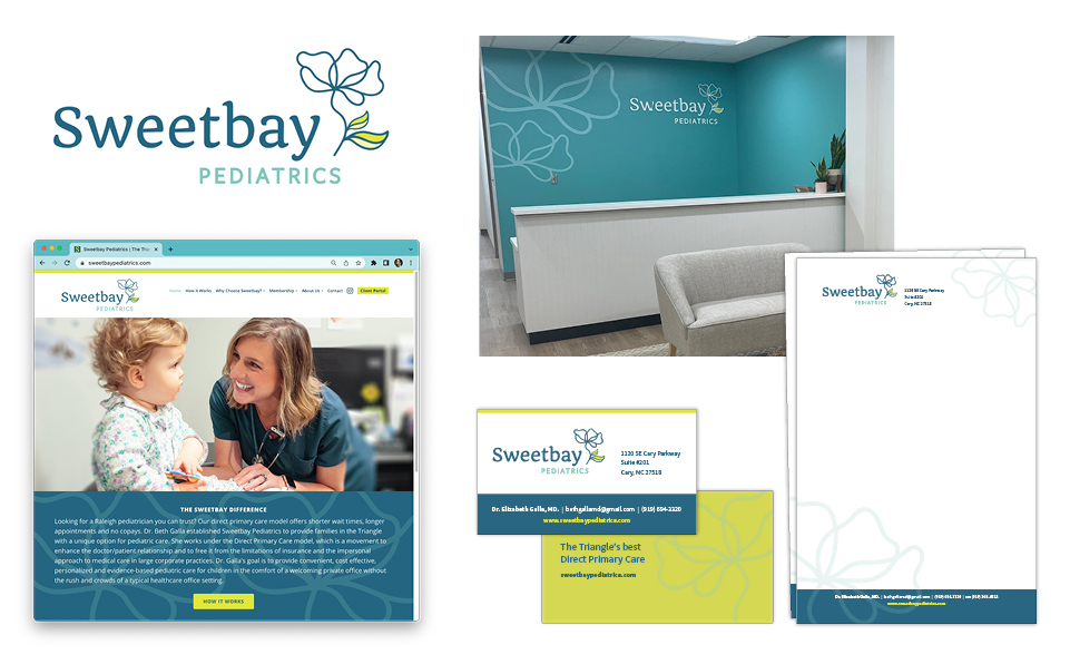 Sweetbay Pediatrics brand materials by Muffinman Studios